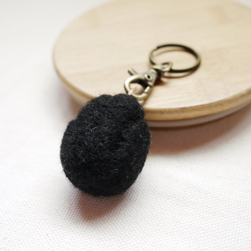 羊毛毡猫掌钥匙圈-帅气黑猫掌 - 钥匙链/钥匙包 - 羊毛 