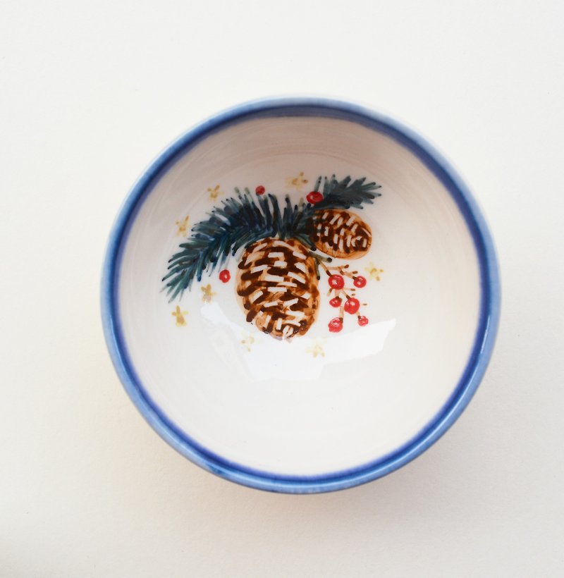 手绘小茶杯-圣诞松果 - 茶具/茶杯 - 瓷 咖啡色