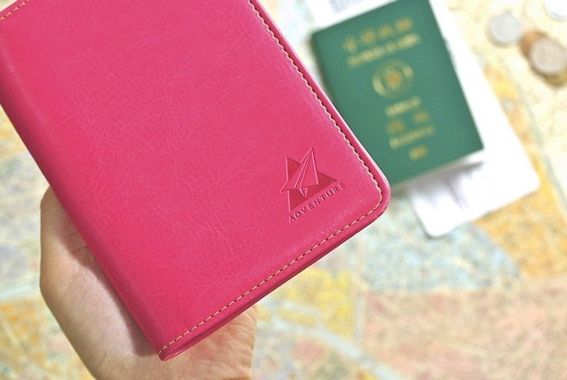 Adventure 冒险号护照套 - 桃红 - 护照夹/护照套 - 真皮 红色