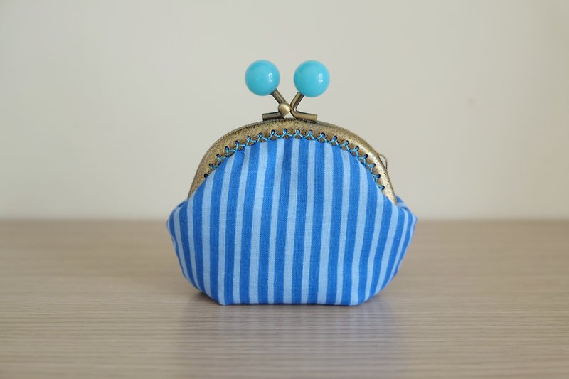CaCa Crafts | 缤纷条子 8.5cm口金包 【蓝】 - 零钱包 - 其他材质 蓝色