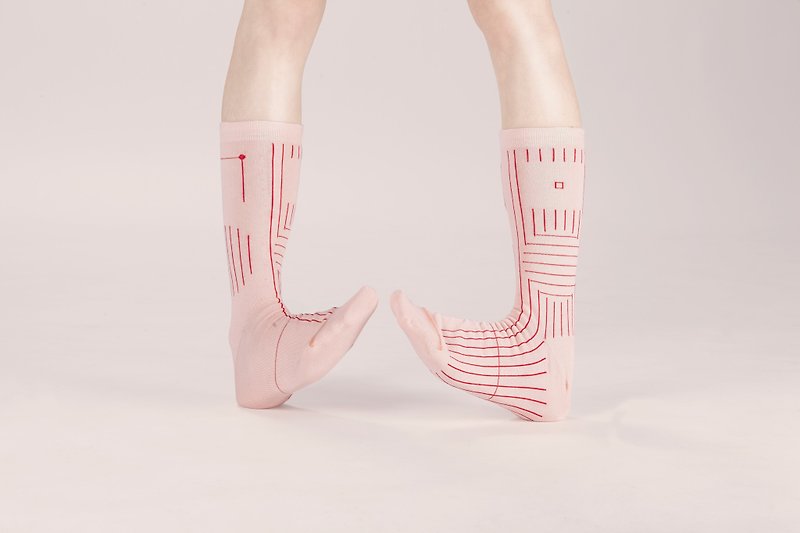 BILATERAL 桃粉 袜子 几何袜子 短袜 男生袜子 女生袜子 设计师袜子 马来西亚出品 - 袜子 - 其他材质 粉红色