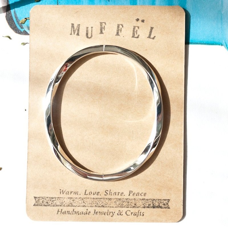 MUFFëL 925 Silver 纯银系列 - 重质 Simple Twist 手镯 4mm - 手链/手环 - 纯银 灰色