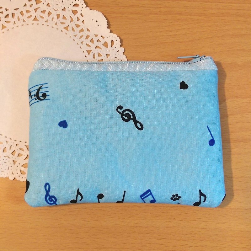 【蓝色音符零钱包】音乐 乐器 音符 五线谱 钢琴 键盘 日本棉布 手创 定制化 订做《米思熊》毕业礼物 - 零钱包 - 其他材质 蓝色