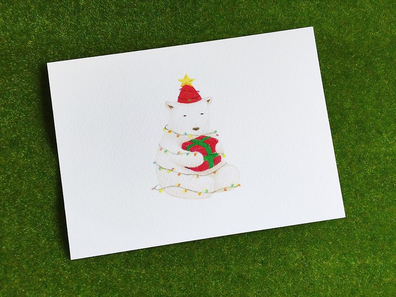 北极熊圣诞树 圣诞明信片 - 卡片/明信片 - 纸 红色