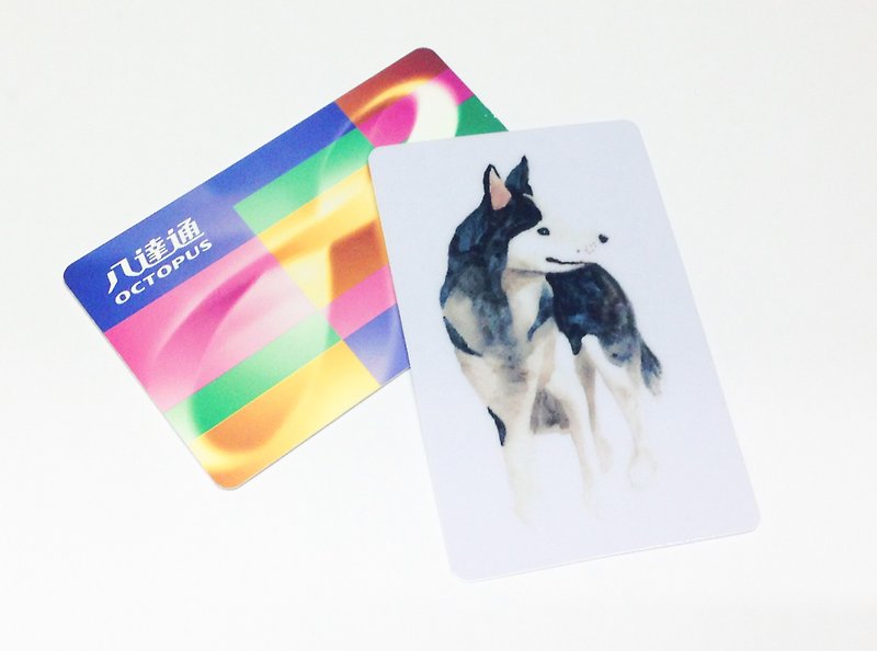雪橇犬 小狗 交通卡贴 水彩 悠游卡 八达通卡 - 护照夹/护照套 - 塑料 