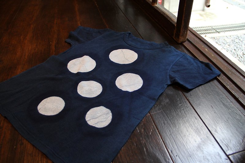 蓝染T恤 ░ 圆点 XL - 男装上衣/T 恤 - 棉．麻 蓝色
