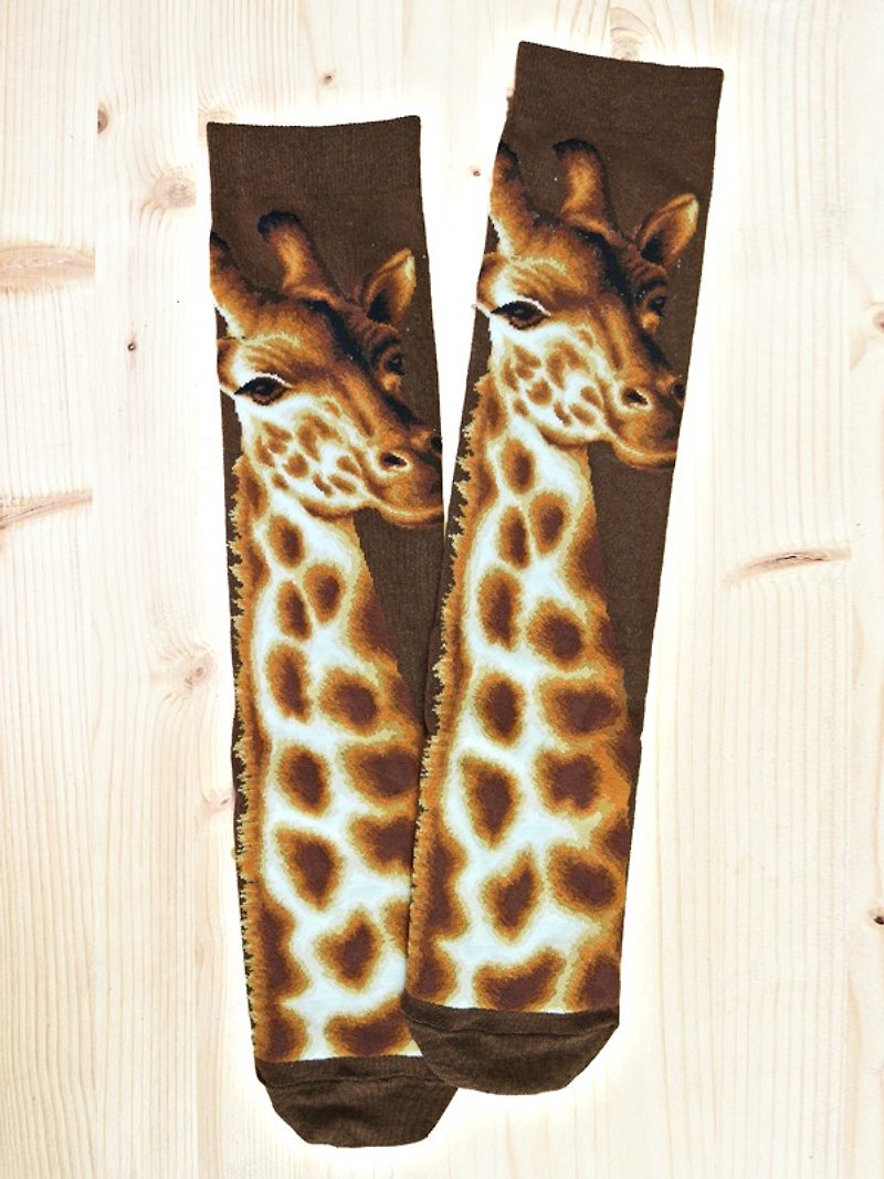 JHJ Design 加拿大品牌 高彩度针织棉袜 长颈鹿袜子 麒麟鹿 - 袜子 - 其他材质 