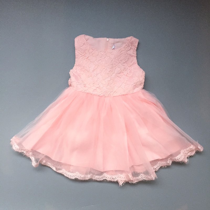 [日安朵朵]女童气质粉色蕾丝网纱蓬裙洋装 生日礼 周岁礼 - 其他 - 棉．麻 粉红色