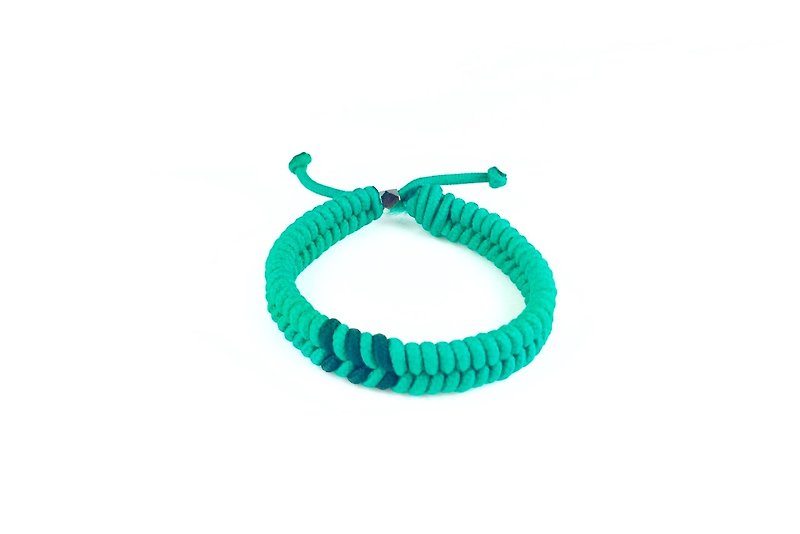 “绿色底深绿条纹编绳” - 手链/手环 - 棉．麻 绿色