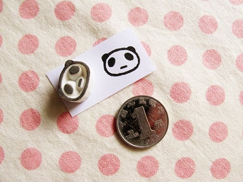 Apu手工章 可爱迷你熊猫头印章 手帐印章 - 印章/印台 - 橡胶 