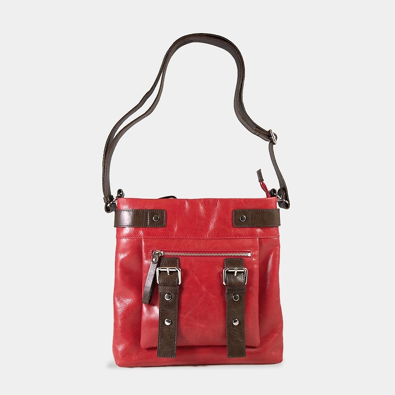 UN1牛皮斜背袋/皮包/小包包/iPad包 – 红色 - 侧背包/斜挎包 - 真皮 红色