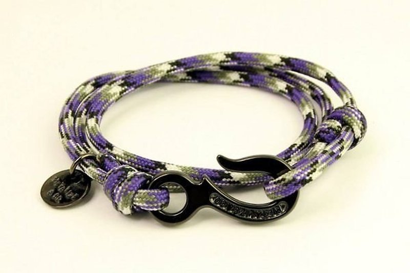 【METALIZE】Hook with rope bracelet 三圈式伞绳手链 -工业钩款-紫迷彩(黑色) - 手链/手环 - 其他金属 