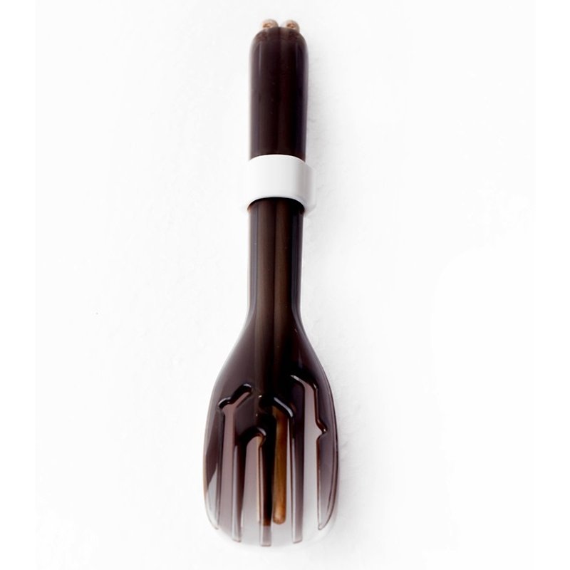 dipper 3合1桧木环保餐具组-泼墨黑叉 - 筷子/筷架 - 木头 黑色
