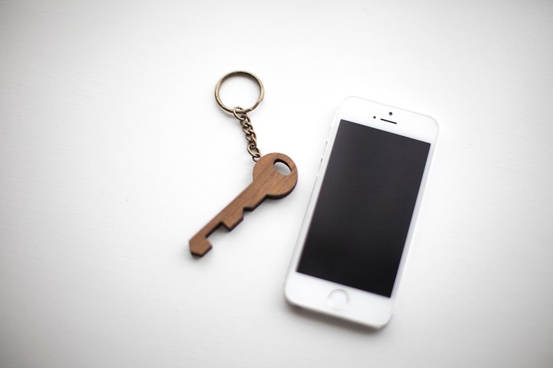 礼物原木钥匙造型手机架 - 钥匙圈 - 钥匙链/钥匙包 - 木头 咖啡色