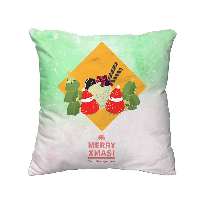 圣诞节 定制 草莓雪人圣代 软绒毛 可拆式 方形 抱枕 - 枕头/抱枕 - 聚酯纤维 多色