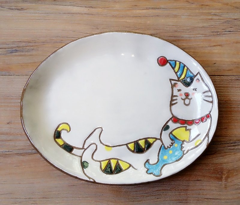 猫咪小王子─好满足✖造型盘 - 花瓶/陶器 - 其他材质 