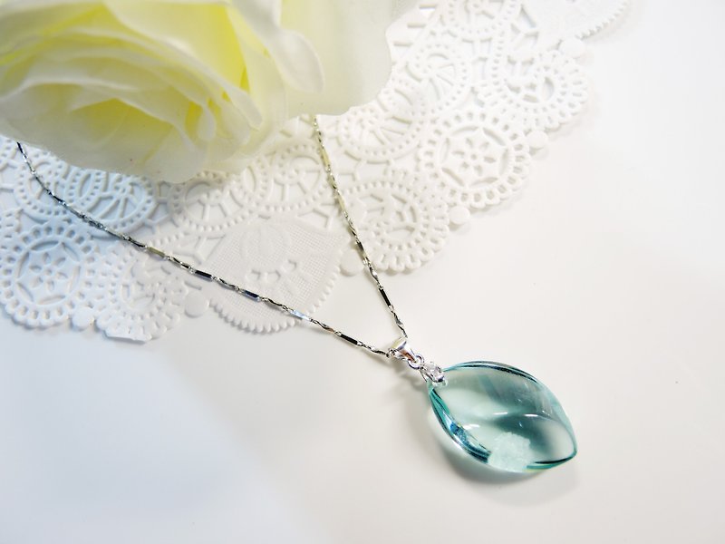 《Ice Crystal 冰晶》海蓝琉璃典雅项链-时尚流线-1 - 项链 - 宝石 蓝色