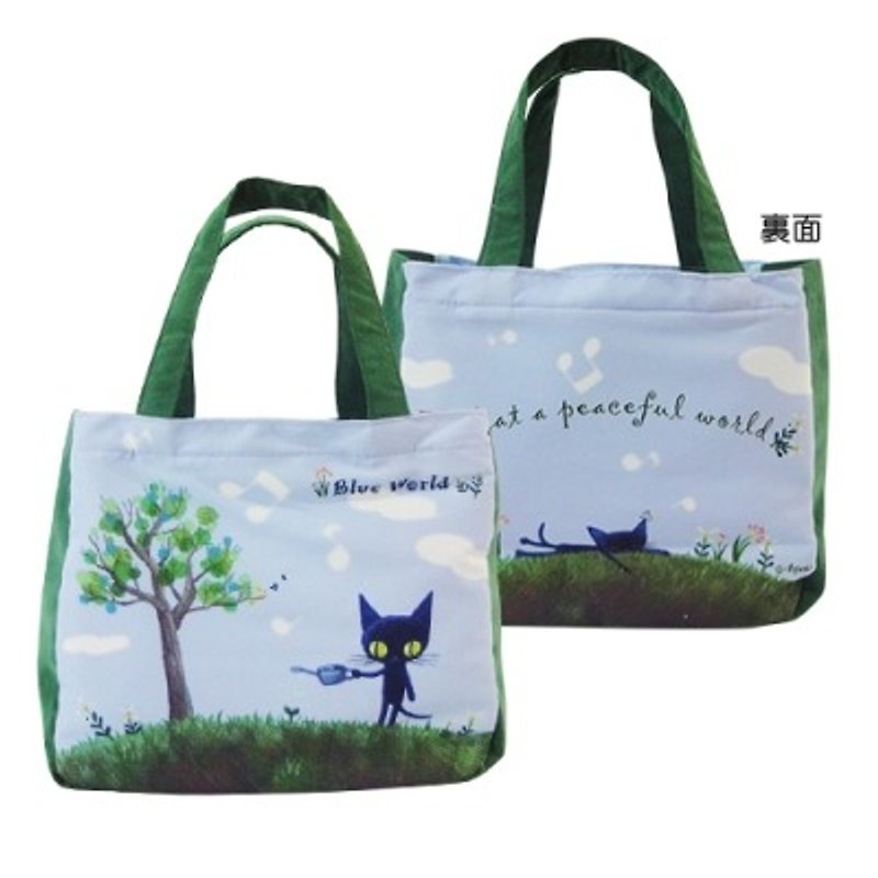 BLUE WORLD ,日本蓝猫与树小提袋_Green (BW1408102) - 手提包/手提袋 - 其他材质 多色