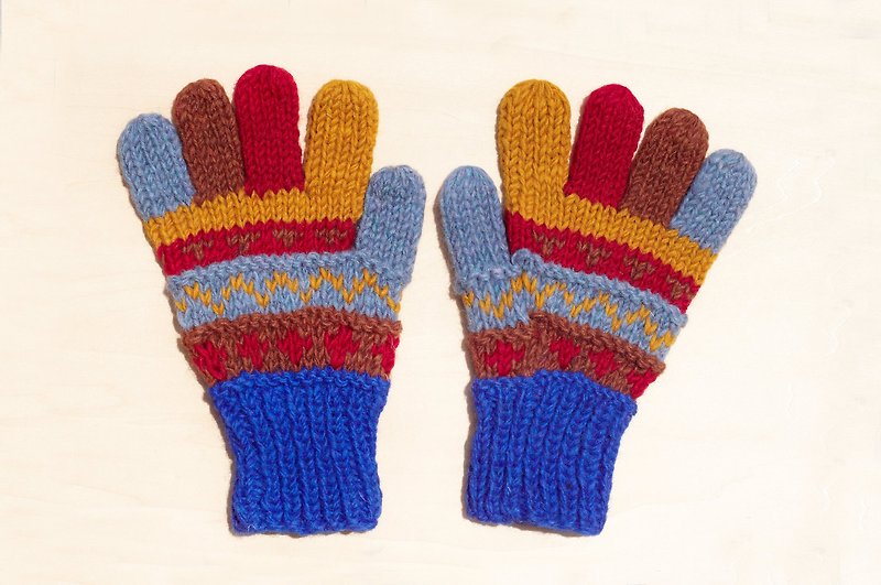 圣诞礼物 限量一件手织纯羊毛针织手套 / 羊毛手套 / 保暖手套 - 童趣系条纹 - 手套 - 其他材质 多色