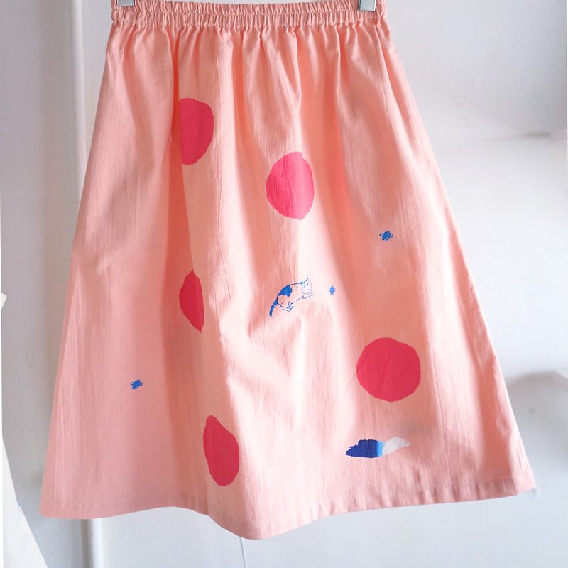 转一个漂亮的圈圈在粉红海-圆圆裙子 - 裙子 - 棉．麻 粉红色
