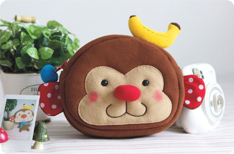 《Balloon》多功能收纳包-香蕉猴 - 化妆包/杂物包 - 其他材质 咖啡色