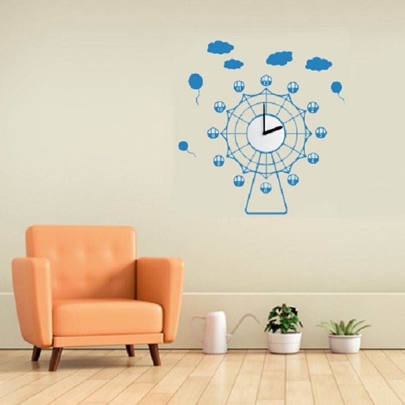 Smart Design》创意无痕壁贴◆摩天轮时钟(含台制机芯) 8色可选 - 墙贴/壁贴 - 塑料 黄色
