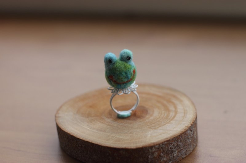 水绿青蛙造型可爱戒指 仅此一件 目前有现货 可直接下标 - 戒指 - 羊毛 绿色