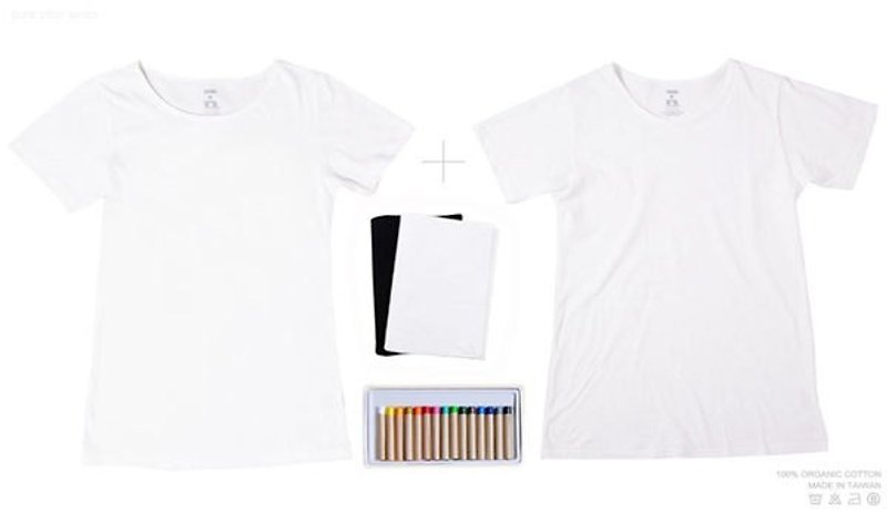【IAN - Pure Plan】任选两件素面有机棉T+有机棉素面笔记本一本 [ 即送一盒15色绘布蜡笔 ] - 女装 T 恤 - 棉．麻 白色