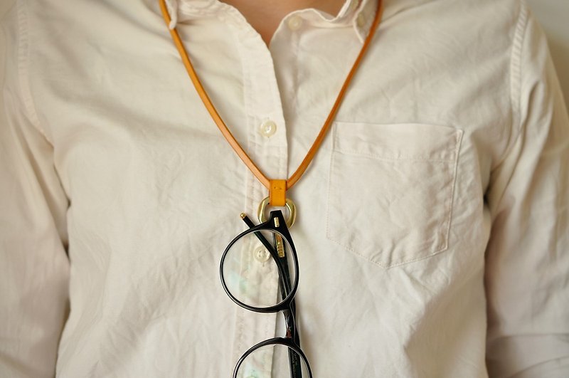BT06　Sean 眼镜带-铭黄 - 项链 - 真皮 黄色