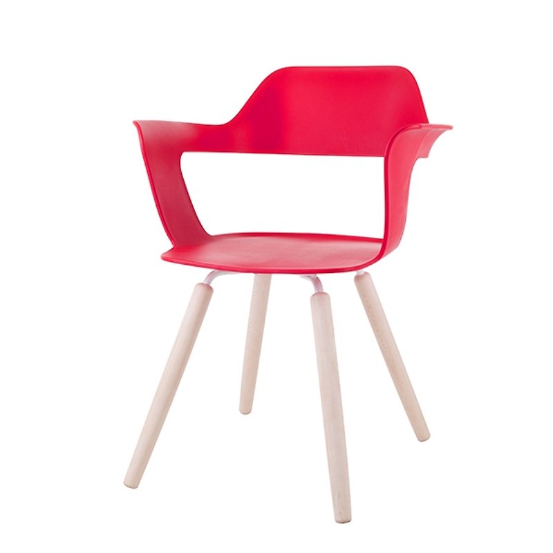 MUSE 沐司_四脚椅/裸红 | 木纹脚 (商品仅配送台湾地区) - 其他家具 - 塑料 红色