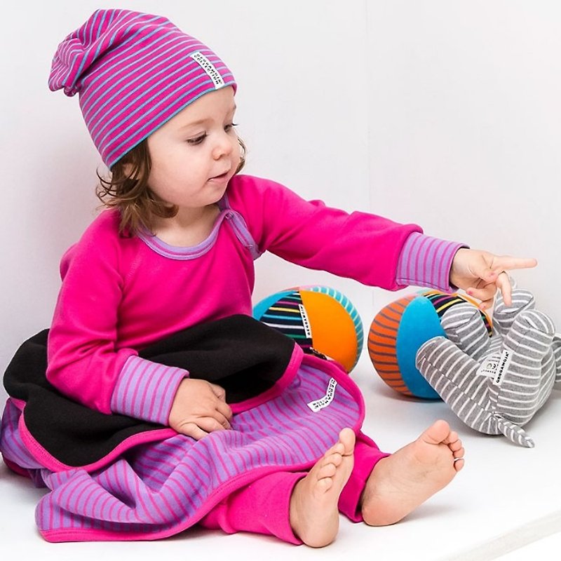 【北欧童装】北欧有机棉儿童帽子1岁至6岁 条纹樱桃/绿松石色 - 婴儿帽/发带 - 棉．麻 红色