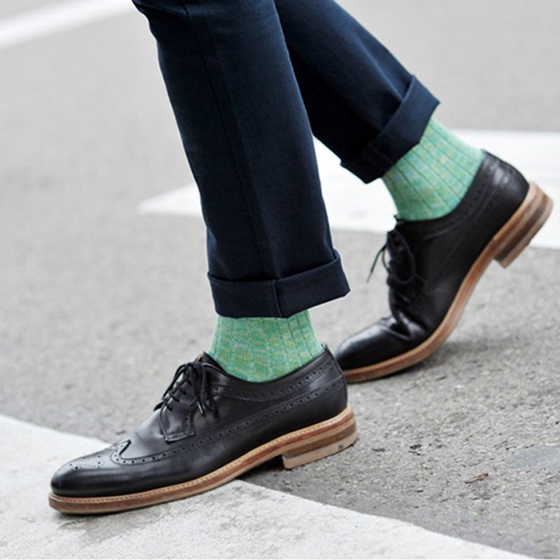 有机棉袜 - 北欧系列 Helsinki Green 芬兰绿 中长袜 (厚织款) - 袜子 - 棉．麻 绿色