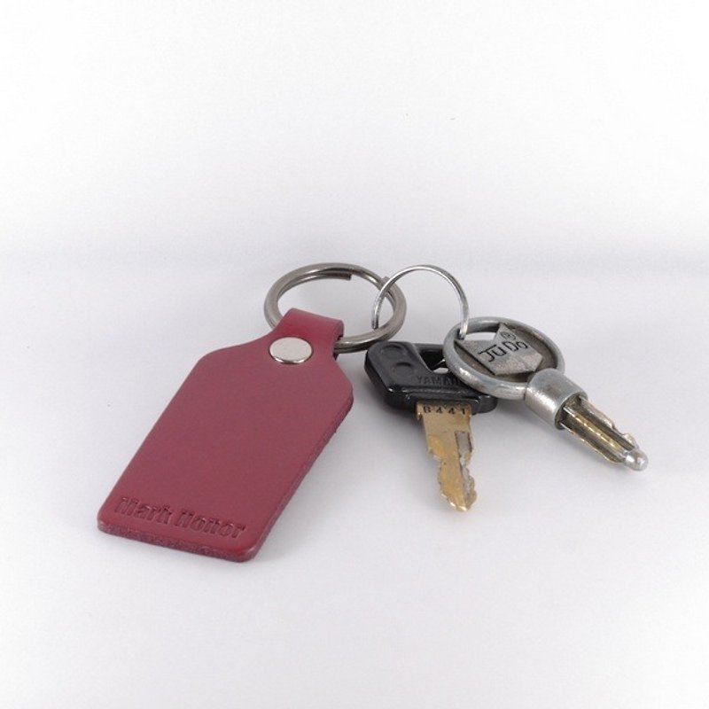钥匙圈 真皮 皮革 寛版 酒红 - 钥匙链/钥匙包 - 真皮 