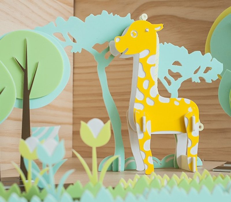 【益智立体拼图】可爱动物系列 // 大树长颈鹿 - 玩具/玩偶 - 压克力 黄色