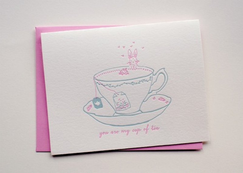 那杯茶 - 活版印刷情人卡 - 卡片/明信片 - 纸 粉红色