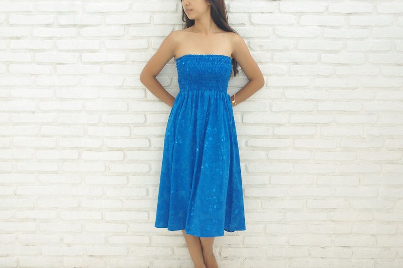 ムラ染めベアトップワンピース＜ロイヤルブルー＞ - 洋装/连衣裙 - 其他材质 蓝色