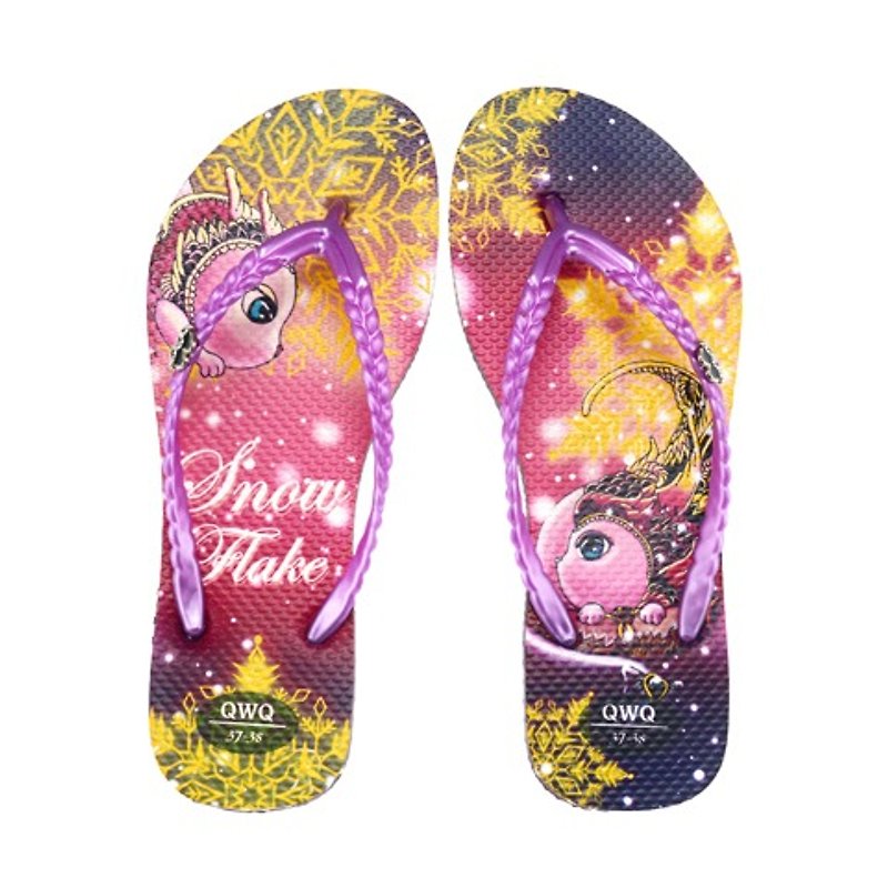 QWQ创意设计人字拖鞋-Snowflake-紫【ST0441503】 - 女款休闲鞋 - 防水材质 紫色