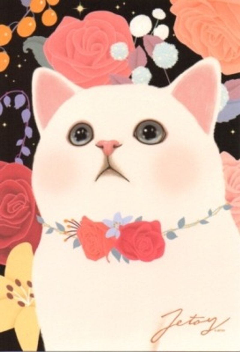 Jetoy,choo choo甜蜜猫夜晚系列明信片 (J1210602) 猫 圣诞卡 - 卡片/明信片 - 纸 多色