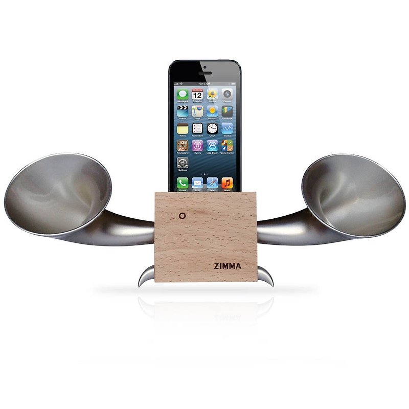 百货福利品!ZIMMA-立体双声道免提器 专属 iPhone SE以下机种 - 扩音器/喇叭 - 木头 咖啡色