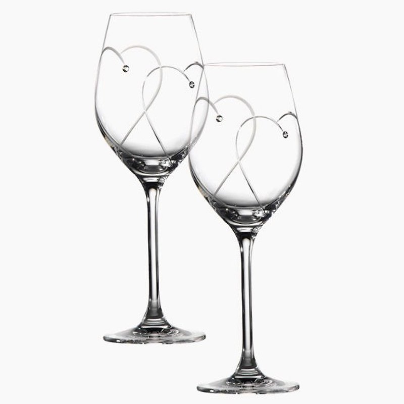 (一对价)360cc【MSA誓言双心】英国Royal Doulton红酒对杯 英伦风 镶崁施华洛世奇水晶Promises Two Hearts Entwined Wine 结婚礼物 定制化 - 酒杯/酒器 - 玻璃 白色