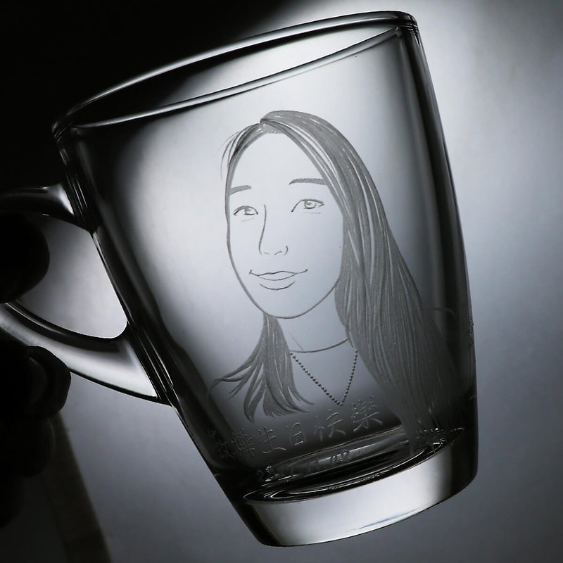 320cc【MSA肖像杯】(写实版) 人像马克杯 定制化 - 订制画像 - 玻璃 灰色