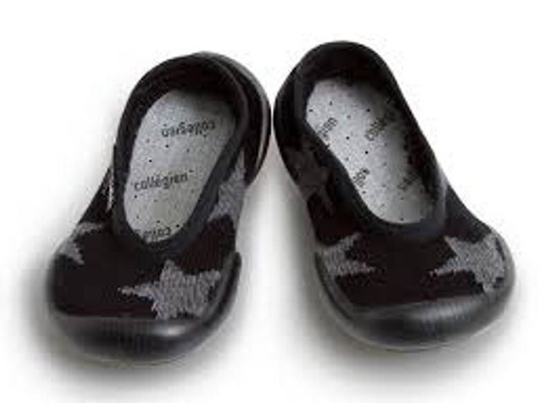 2015 NUNUNU+collegien 黑底灰星星平口袜鞋(小孩款) - 童装鞋 - 其他材质 黑色
