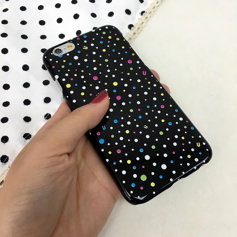 香港原创设计 黑色星尘彩色点图案 iPhone X,  iPhone 8,  iPhone 8 Plus,  iPhone 7, iPhone 7 Plus, iphone 6/6S , iphone 6/6S PLUS, Samsung Galaxy Note 7 透明手机壳 - 其他 - 塑料 