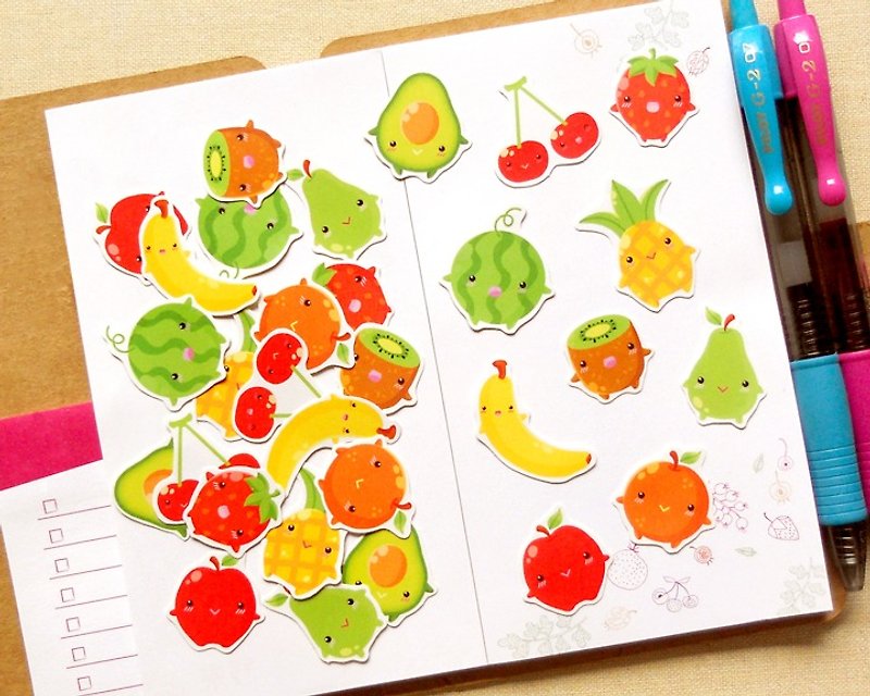 水果贴纸 (30入) - 手帐贴纸系列 - 食物贴纸 - Fruit Stickers - 贴纸 - 纸 多色