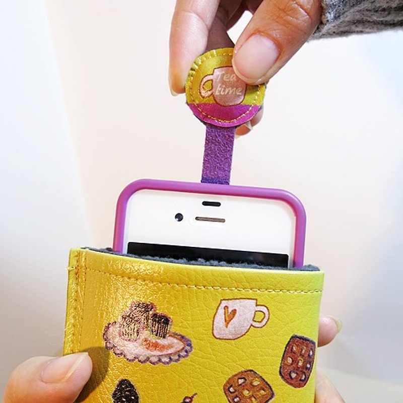 【出清品】手机袋/卡包 画话北欧 下午茶 - 手机壳/手机套 - 人造皮革 橘色