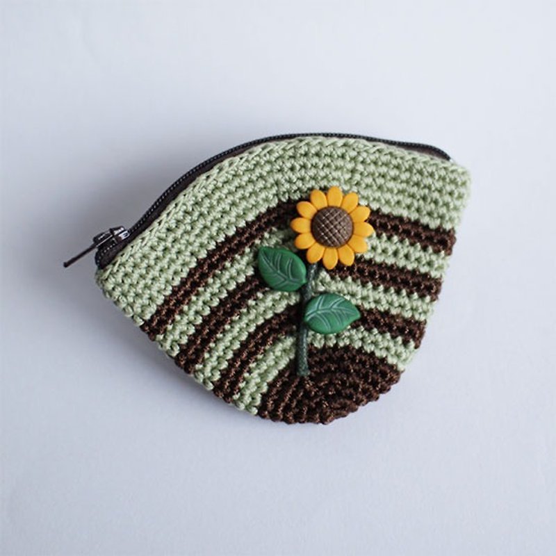 手工编织钱包--山丘 向日葵 - 零钱包 - 其他材质 绿色