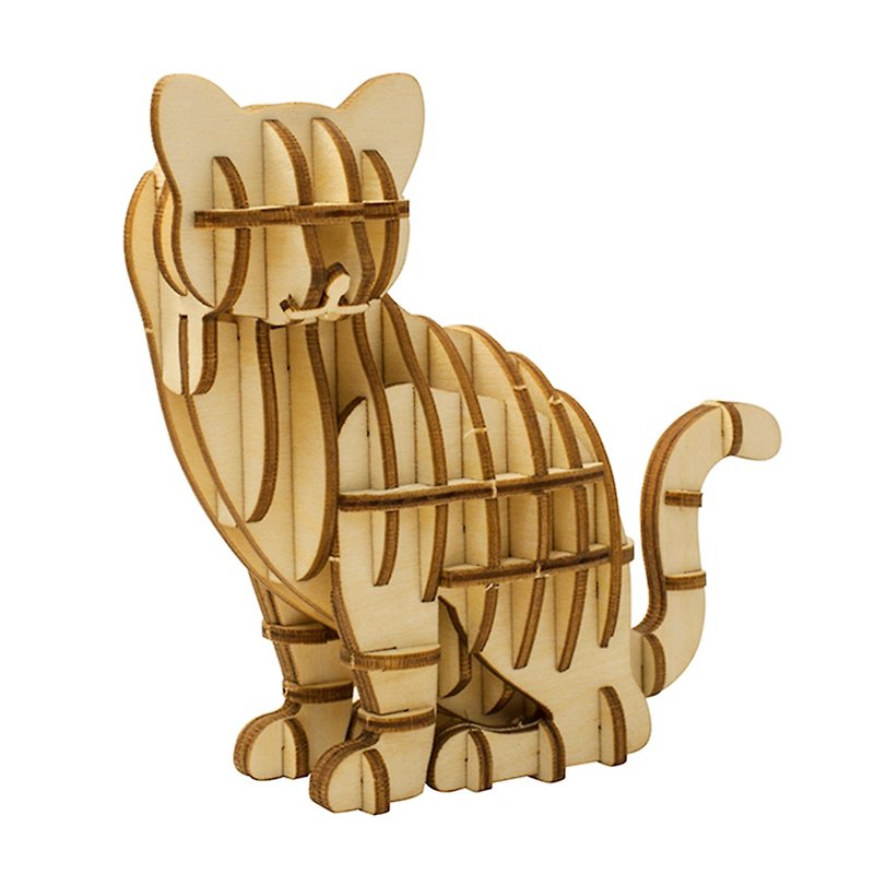 Team Green JIGZLE 3D立体拼图系列 | 木质猫拼图 | 超疗愈 - 拼图 - 环保材料 咖啡色