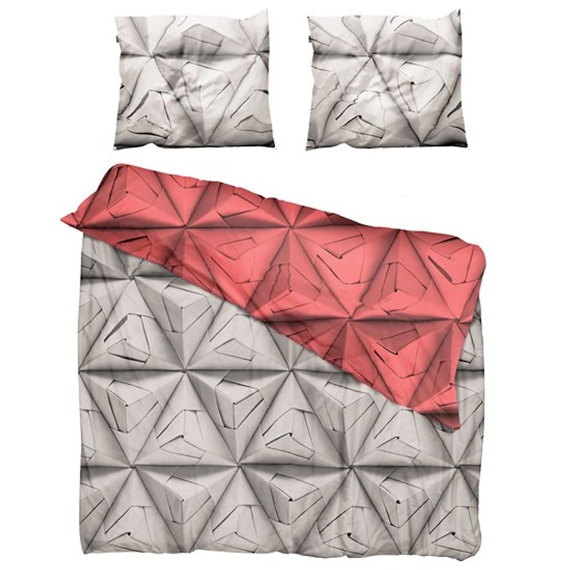 [荷兰SNURK ]创意床套2件组 (枕头套+被套)- 立体朵朵摺纸被套组-红色-双人尺寸<七折出清> - 寝具 - 其他材质 红色