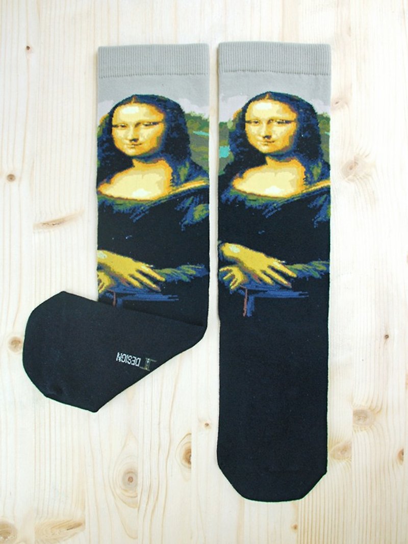 JHJ Design 加拿大品牌 高彩度针织棉袜 名画系列- 蒙娜丽莎的微笑袜子(针织棉袜) 李奥纳多·达文西 - 袜子 - 其他材质 