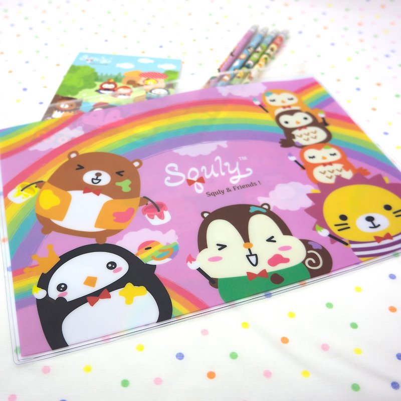 Squly & Friends B5 胶拉链袋 (彩虹) - D016SQS - 铅笔盒/笔袋 - 塑料 紫色